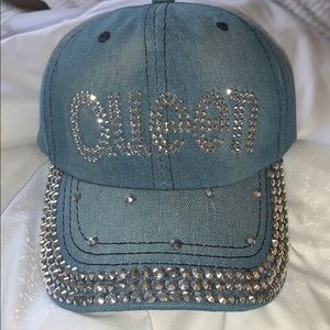 QUEEN Denim Sequin Embellished Hat